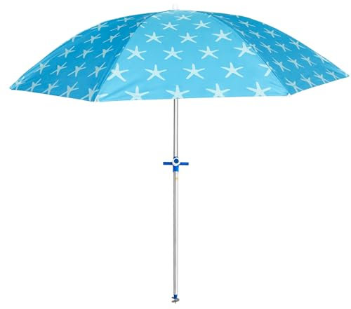 Pincho Sombrilla Playa 180 cm, Proteccion UV50+, Sistema, tubo acero 22/25 mm, Varillas Acero 3mm, Inclinable, Plegable, incluye Bolsa Transporte, ideal Playa Jardin Camping