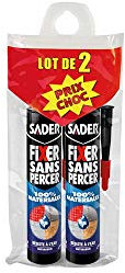 Lot de 2 Colles 100% matériaux Fixer sans percer - 290ml blanc - SADER