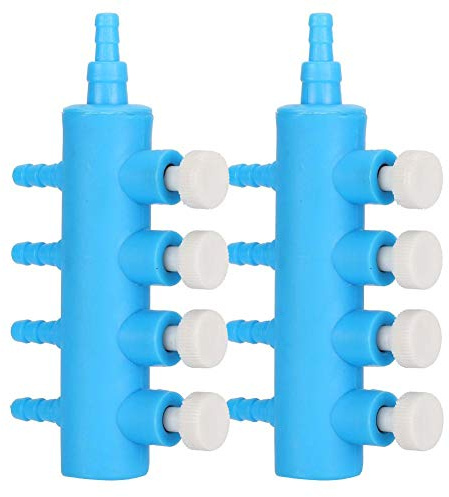 2 Stück Aquarium Luftverteiler Luftverteilerrohr Einstellbarer Shunt mit Ventil Kunststoff Blau Weiß Aquarium Sauerstoffpumpenadapter Zubehör (2 Wege, 3 Wege, 4 Wege, 5 Wege, 6 Wege)(One Point Four)
