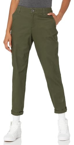 Amazon Essentials Pantalones Caqui Elásticos, de Tiro Medio y Corte Ajustado con Pernera Cónica (Disponibles en Tallas Grandes) Mujer