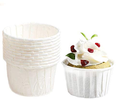 Spesh 50 Stücke Papier Backförmchen Muffinform Papier Cupcake Wrapper Paper Cups Einweg-Backbecher für Muffinform Bronnie Cupcake(Weiß)