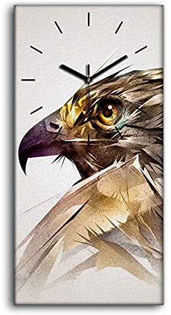 Coloray Uhr auf Leinwand - Schwarze Hände - Ohne Tickendes Geräusc Wand Uhr Dekoration Kunst Wohnzimmer Segeltuch - Tiervogel Eagle Kunst