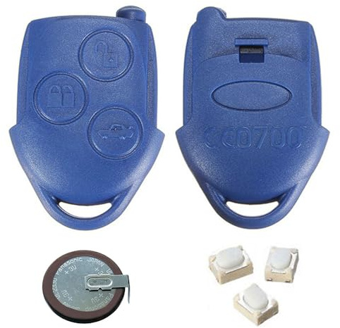 3 Button BLUE Remote Key Fob Case Repair Kit for Ford Transit MK7 2006-2014 w/Logo