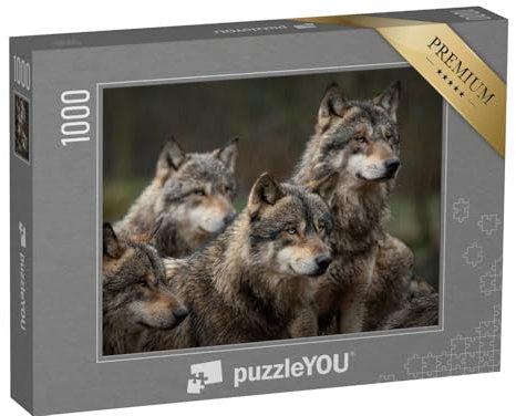 puzzleYOU: Puzzle 1000 Teile „Graues Wolfsrudel im Wald“ – aus der Puzzle-Kollektion Wölfe, Raubtiere, Tiere des Nordens, Tiere in Wald & Gebirge, Exotische Tiere & Trend-Tiere