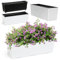 KADAX Fioriera 18,5 x 56 cm, motivo rattan, bianco, con inserto – Uso esterno