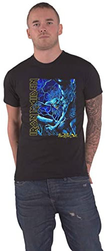 Iron Maiden T Shirt Fear of The Dark Blue Tone Eddie Vertical Logo Official Mens XXL
