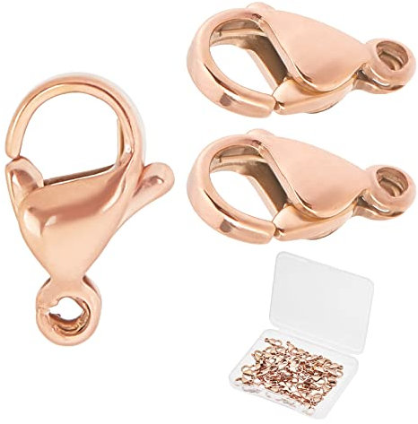 Beebeecraft 1 Box 50 Stück rotgoldene Karabinerverschlüsse 11 mm Armband-Verlängerungsverschlüsse für DIY Armband Halskette Schmuck Reparaturset