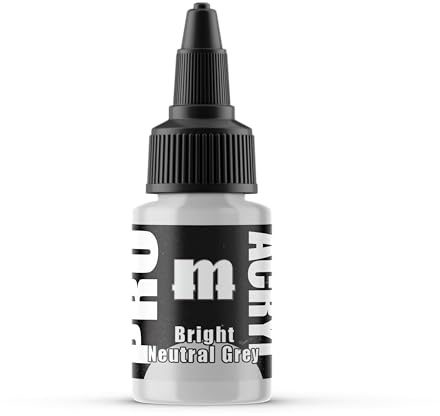 PRO Acryl 22ml Acrylic Paint - Non-Toxic Acrylic Paint for Miniatures and Wargames - Compatible with Both Brush and Airbrush Techniques - Bright Neutral Grey