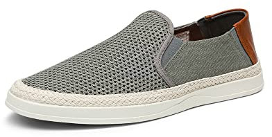 Bruno Marc Herren Espadrilles Mokassins Atmungsaktiv Flache Slipper Slip on Loafer Weich Comfort Klassische Schuhe GRAU SBFS2301M-E Größe 45 (EUR)