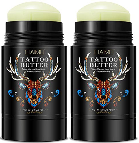 Tattoo Aftercare Butterbalsam, 2pack, natürliche Bio-Tattoo-Creme, Feuchtigkeitscreme für alte und neue Tattoos, Heilungsaufheller, Farbverbesserung