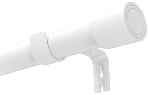 Ausziehbar Gardinenstange 2m Vorhangstange Weiß Curtain Rod mit Halterungen aus Edelstahl Verstellbare mit Kappenknäufen Endstück für Fenster Wohnzimmer Küche Esszimmer, 220-320CM