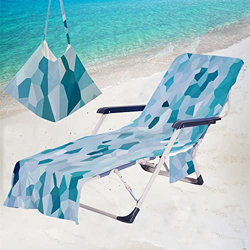 Morbuy Schonbezug für Gartenliege, Mikrofaser Strandliegenauflage Frottee Liegenauflage, Strandtuch für Sonnenliege mit Taschen für Strandliegen, Schwimmen, Strände, Garten (73x210cm,Blau2)