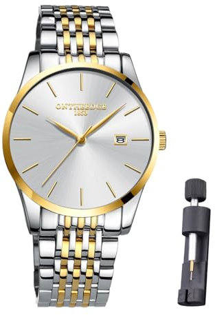 Raitown Herren Armbanduhr Edelstahl Wasserdicht Klassische Großes Zifferblatt Minimalistischer Uhr Man Analog Quarz Männer Uhren