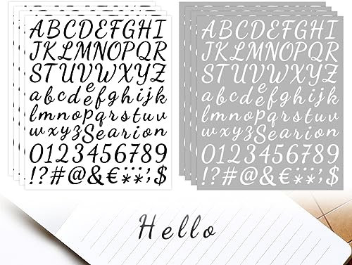 KAPSING 8 Blätter buchstaben aufkleber, Weiß und Schwarz Selbstklebende Buchstaben Aufkleber, klebebuchstaben wetterfest