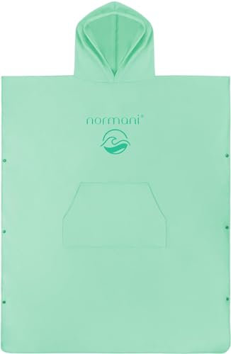 normani Badehandtuch mit Kapuze Badeponcho für Damen und Herren - Umziehhilfe, Surfer Poncho und Badetuch in Einem - perfekt für den Strand, Schwimmbad oder Campingplatz Farbe Minze Größe 90 x 110 cm