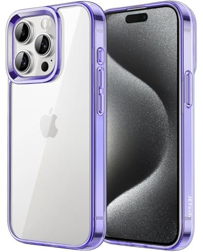 JETech Case for iPhone 15 Pro Max 6.7-Inch, Non-Yellowing Shockproof Phone Bumper Cover, Anti-Scratch Clear Back (Light Purple)