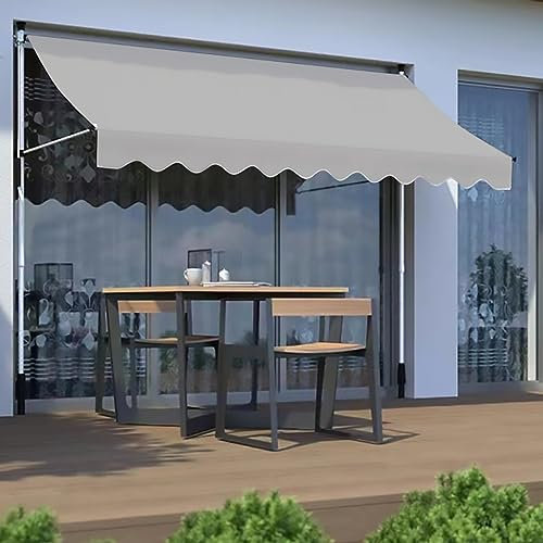 HIAPES Markise Balkon, Klemmmarkise, Retractable Manual Awning, Markise 3/4m Breit ohne Bohren Wasserdicht, für Terrasse (Weiß Stehen) 2.5m WeißerStänder-1