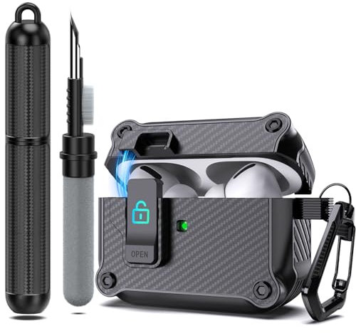Lopnord Schutzhülle für AirPod Pro (2023/2022/2019) mit Reinigungsset, automatische Verriegelung, stoßfeste Hülle, kompatibel mit AirPods Pro 2. Generation/1. Generation Hülle mit Schlüsselanhänger