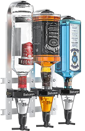 Barbarian 3/4/6 Flaschen Optik für Spirituosen – Bar Butler Shot Measure Bracket Alkohol Wein Upside Down Getränkespender Home Bar Garage Man Cave (3 Flaschen 35ml)