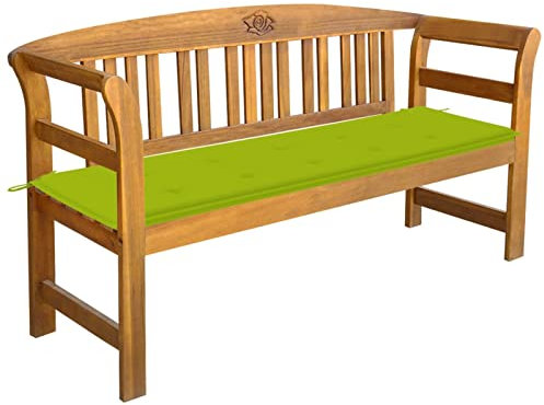 Camerina Gartenbank mit Auflage 157 cm Massivholz Akazie Parkbank Sitzbank Garten Philosophenbank