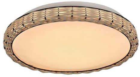 Leuchte.Store LED Deckenleuchte May,runde dimmbare Deckenlampe ⌀31cm, aus Metall in moderner Rattandekor,12 Watt, 1100 Lumen, Lichtfarbe 3000 Kelvin,moderne Deckenbeleuchtung,Wandleuchte