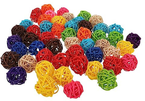 OUNONA 50 Stück Takraw-Ball in Farbe Kauspielzeug Für Vögel Rattankugeln Runde Vase Szenenlayout Dekorationen Vasenfüller Rattan Kugeln Weben Hochzeit Weide Rattan Bambus