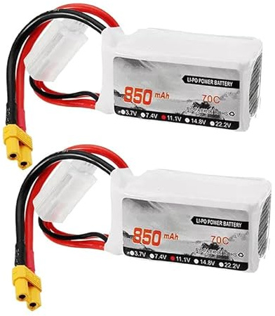 2Pcs 11.1V 3S Lipo Akku 70C 850mAh Lipos RC Akku mit XT-30 Stecker für RC Hubschrauber 1/8 1/10 RC Plane Flugzeug