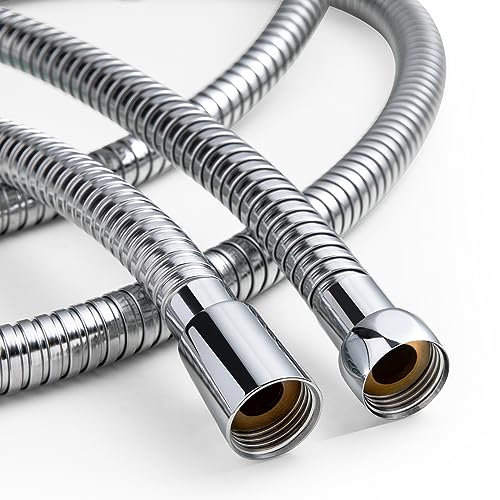 OFFO Large Bore Shower Hose 2.5m, 11mm Bore High-Flow Anti-Kink Shower Hose Stainless Steel Replacement High Pressure Shower Hoses,Universal Leakproof,Chrome