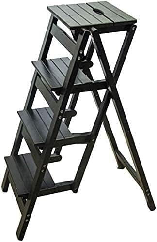 Stuhl für Erwachsene, tragbarer Treppensitz, 3-Stufen-Leiter aus Holz, rutschfest, für Bibliothek, Schlafzimmer, Wohnzimmer, leicht zu verstauen, verbreiterte Sicherheit, 37,5 × 36 × 77,5 cm