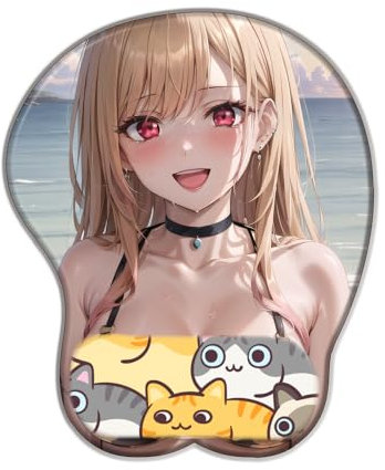 My Dress-Up Darling Anime 3D Silicone Cute Soft Mouse Pad Gaming Office PC Desk Mouse Pad Supplies PC Accessories Office Mouse Pad with Wrist Support
