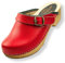 APREGGIO Sabot Femme Bois et Cuir - Sabots Femme Bois - Sabot Cuir Femme Confortable - Sabot Jardin Femme - Rouge - 40 EU
