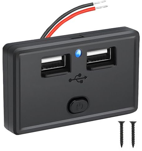SIGANDG Cargador de Coche Dual USB 4.8A 12V/24V - Toma de Corriente 12V Con Puertos USB Para Automóvil, Barco, Camión - Panel de Montaje en Pared