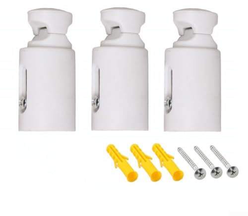 3 soportes de repuesto para toallero de radiador, montaje de fijación de pared con calefacción, plástico resistente blanco, se adapta a rieles rectos y curvos