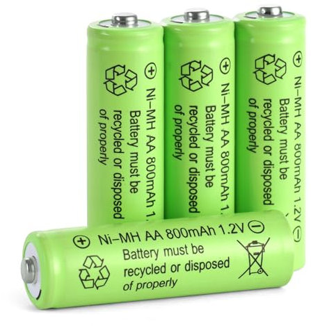 AXFEE Ni-Mh Piles Rechargeables AA, 4PCS 800mAh 1,2V Haute capacité pré-chargées NiMh Piles, pour Frontale LED, télécommande, Guirlandes Lumineuses
