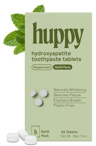 HUPPY Zahnpasta Tabletten Zahnpasta mit Nanohydroxylapa - Natürliche Whitening Pillen - Fluoridfrei und Remineralisierend - Zahnpasta Tabletten mit Hydroxylapa für