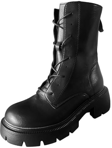 Stivali da Donna Stivali Bianchi Donna Leva Stivali Country Western Legno Stivali Stivali Invernali Donna Morbidi Stivali Texani Stivali con Tacco Donna Ricamo (Nero, 39)