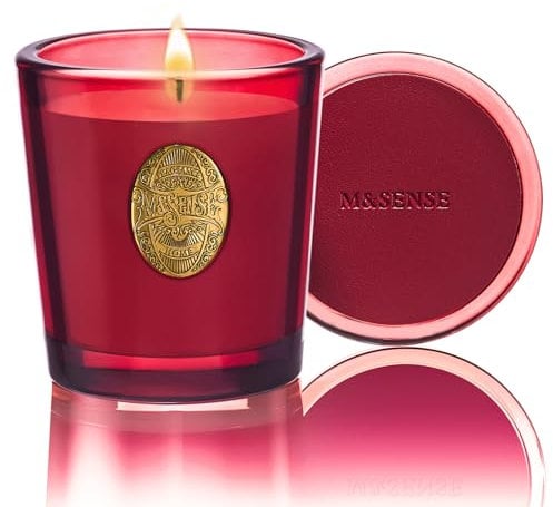 M&SENSE Duftkerze Rote Kamelie,260g Duftkerzen im Glas Natürliche Soja-Kerze,50 Stunden Brenndauer,Kerzengeschenke für Frauen & Männer,Geschenk Kerze