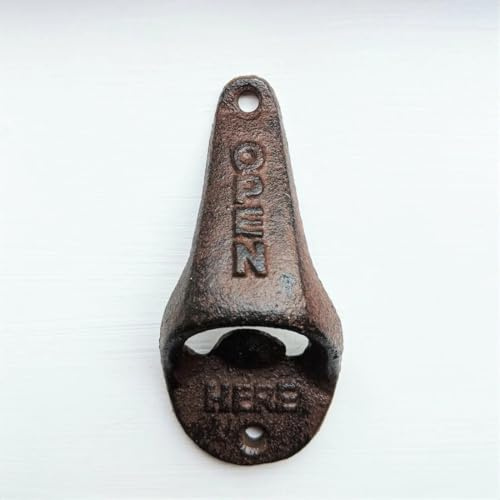 Cast Iron Brown Open Here Bottle Opener Wall Mounted Beer Coke Beverage Cap