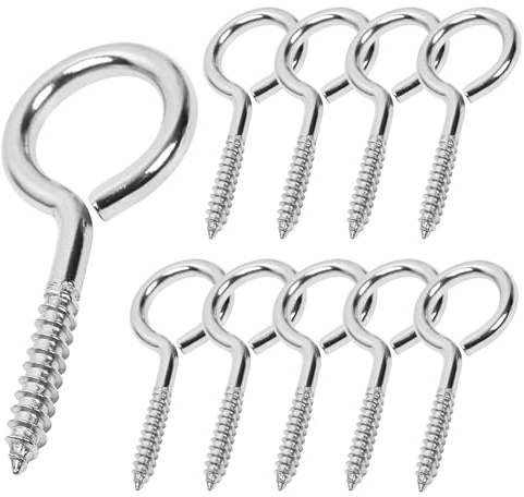 ACCZIO 10 Stück 2 Zoll Schraubaugen M3 304 Edelstahl-Augenmuttern, Hochfestigkeits-Schrauben, Augenhaken-Schrauben, Innenseitig & Außenseitig Verwendung (10, M3-2inch)
