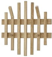 Robas Lund, Wandgarderobe/-paneel BANTRY, Eiche massiv, Natur geölt, 2 große Haken, 2 Haken, runde Optik, B/H/T: 38/40/11 cm