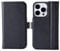 Snakehive Leather Wallet for iPhone 15 Pro - Real Leather Wallet Phone Case with Viewing Stand and Card Holder - Flip Folio Cover with Card Slots (Black - Dappled)