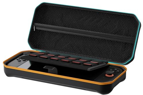 Hosanwell Tasche für Switch 2 (2025), 13-in-1 Harte Organizer für Nintendo Switch 2, Tragbare Schutzhülle mit Panzerglas, Silikonhülle, Joystick-Kappen & Standfuß