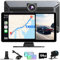 9 Pollici Schermo Carplay Auto per Apple Car play e Android Auto Wireless, Schermo Per Auto con Dash Cam 4K/Telecamera Posteriore HD 1080P/Bluetooth/FM/AUX/64G TF/Mirror Link/Assistente Vocale/GPS