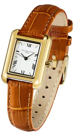 VICTORIA HYDE Klassisches Quadrat Damenuhr mit römischen Ziffern Vintage Armbanduhr Rechteckige Uhren Damen mit mit Edelstahl- oder Lederarmband