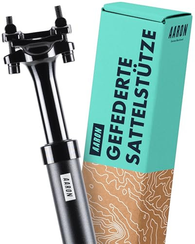 AARON Shock Federsattelstütze mit 27,2 mm Durchmesser - Gefederte Aluminium Sattelstütze mit 350mm Länge - Fahrrad Sattelstütze gefedert für E-Bike, MTB, Downhill, Trekking Citybike