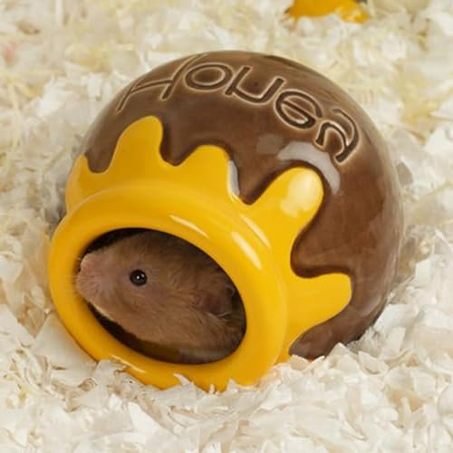 Kelivi Keramik Hamster Versteck, Honig Zwerg Hamster Haus, Meeresschwein Habitat Dekor, Hideaway Haus Höhle für Gerbil, Kühles Bett für die ganze Saison (Braun)