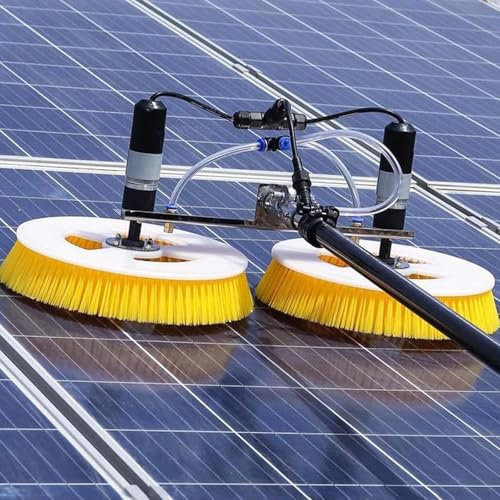 vnmudzeo Brosse De Nettoyage De Panneaux Solaires éLectriques, Manche en Fibre De Carbone RéGlable, Robot De Lavage De Panneaux PhotovoltaïQues à Double TêTe (5,0 M, 6,0 M, 8 M),Wired-8m/26.3ft