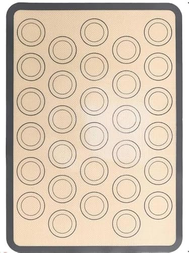 2 Pcs Tapis de Cuisson en Silicone pour Four Macarons,Tapis et Feuilles de Cuisson Antidérapants pour Macarons Biscuits Patisserie Accessoire,42 x 29 cm,12 Douilles,2 Poches à Douille,2 Connecteurs