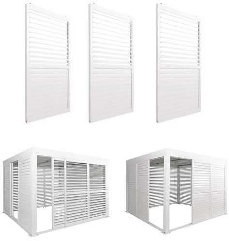Mendler 3er-Set Schiebetür für Pergola HWC-L46 206x272cm - weiß