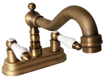 LuoAXINN Robinet d'évier de Cuisine à Bec pivotant en Laiton Antique rétro Vintage 2 Trous for lavabo de Salle de Bain robinets mélangeurs d'eau Froide et Chaude pour Salle de Bain(Short Style)
